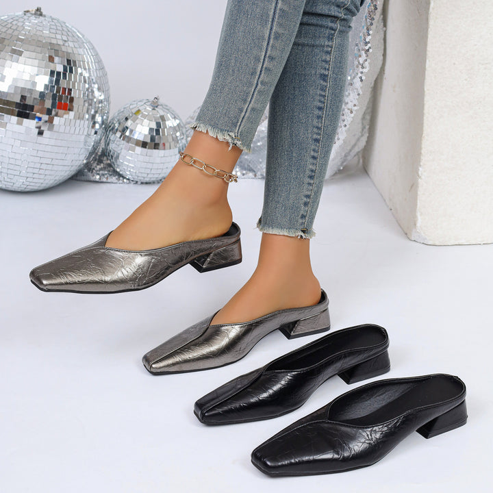 Square Toe Closed Toe Mule Sandals