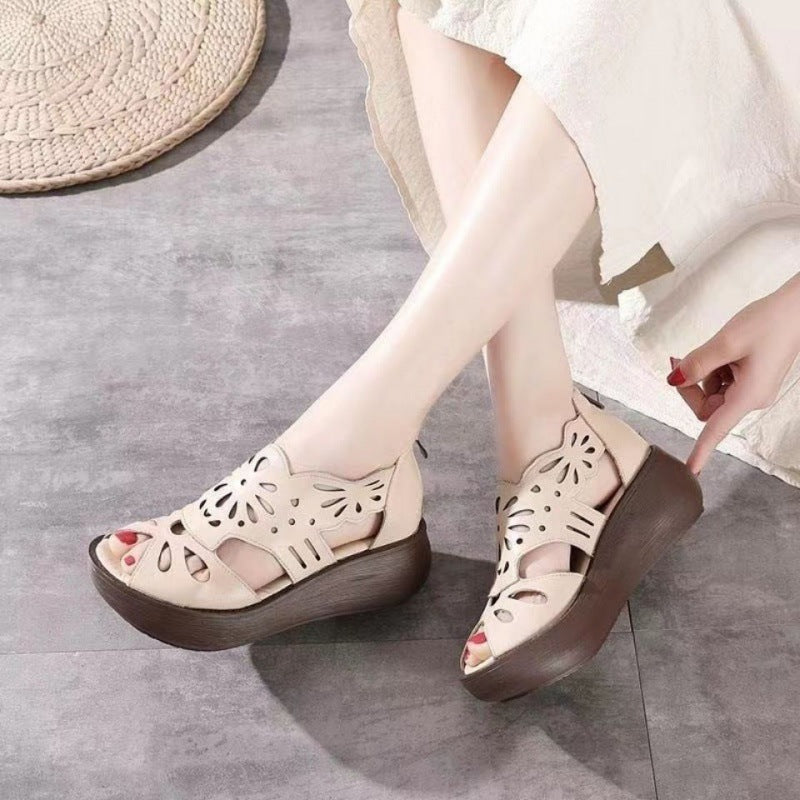 Vintage Platform Peep Toe Roman Sandals