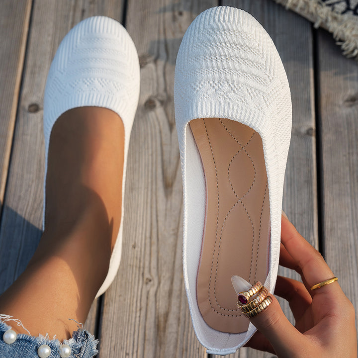 Breathable Knit Slip-On Flats