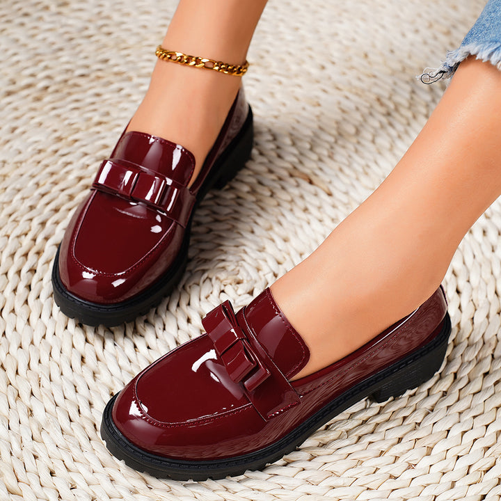 Patent Leather Bow Mary Jane Loafers