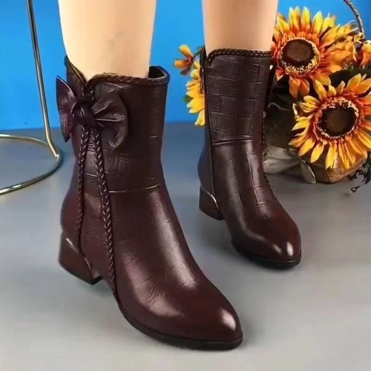 Bow Accent Mid-Calf Boots
