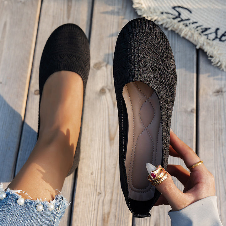 Breathable Knit Slip-On Flats