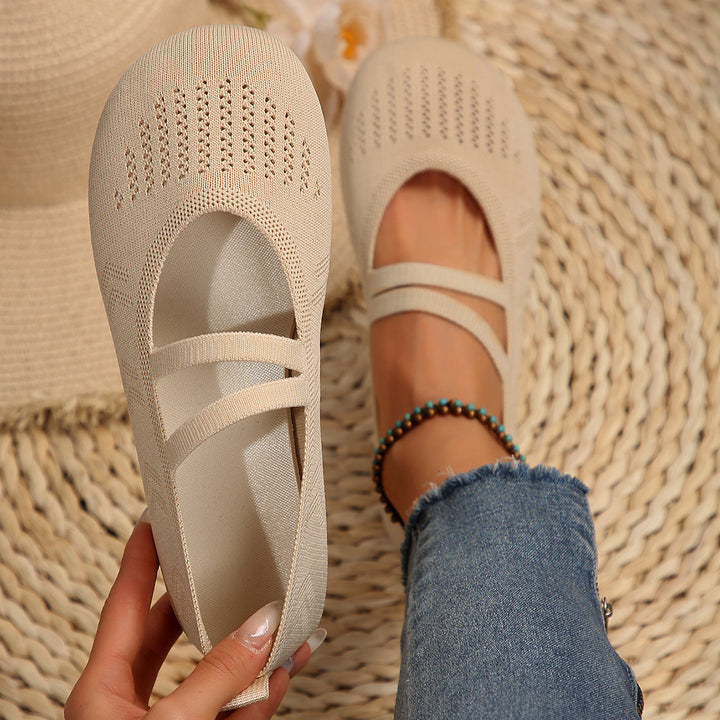 Breathable Knit Slip-On Flats