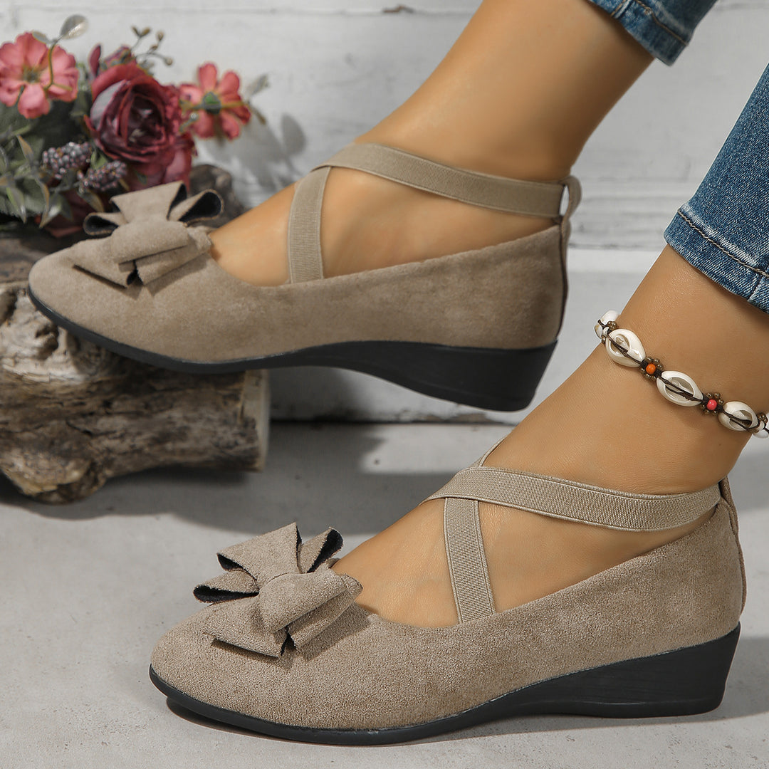 Bow Accent Wedge Loafers
