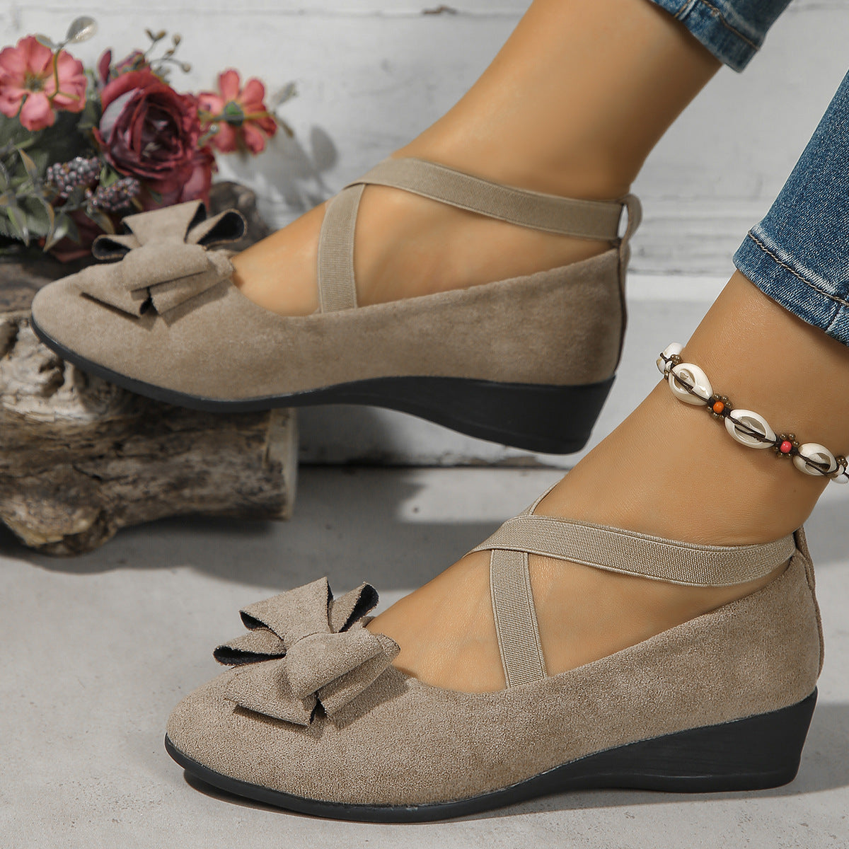 Bow Accent Wedge Loafers