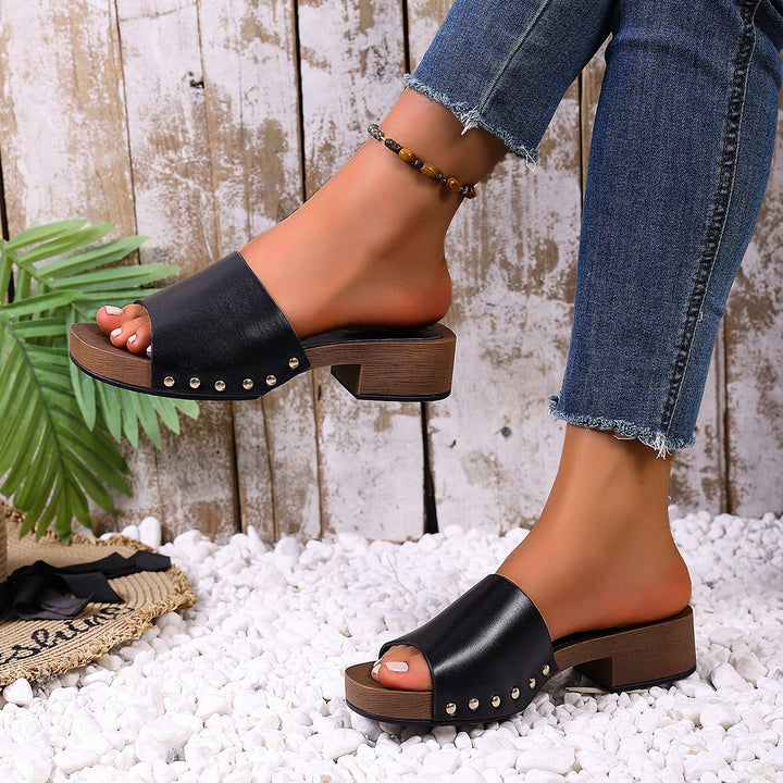 Studded Block Heel Sandals