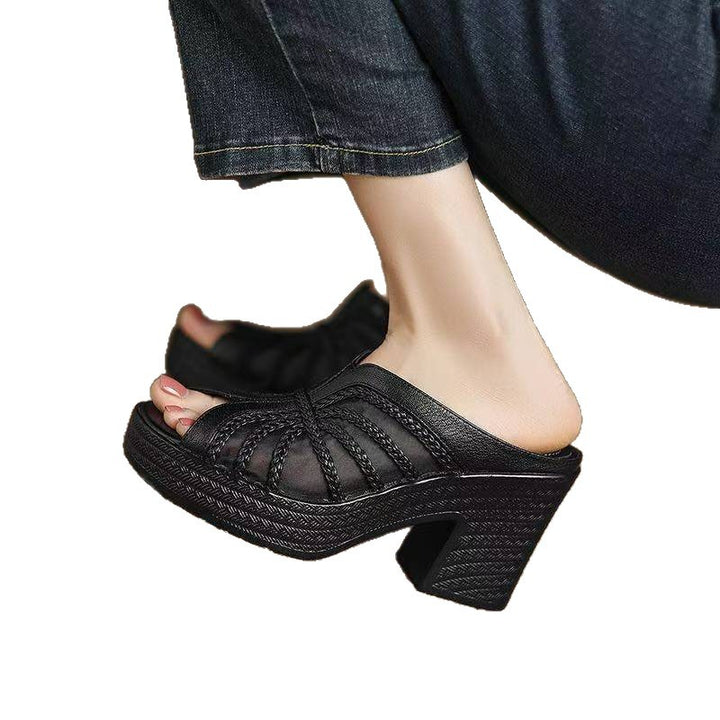 Espadrille Platform Wedge Slide Sandals