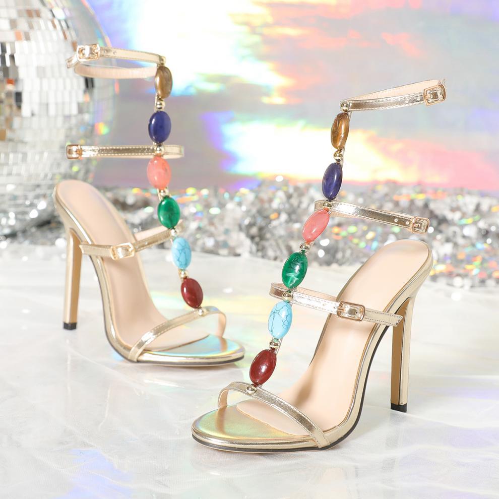 Pearl Ankle Strap Stiletto Sandals