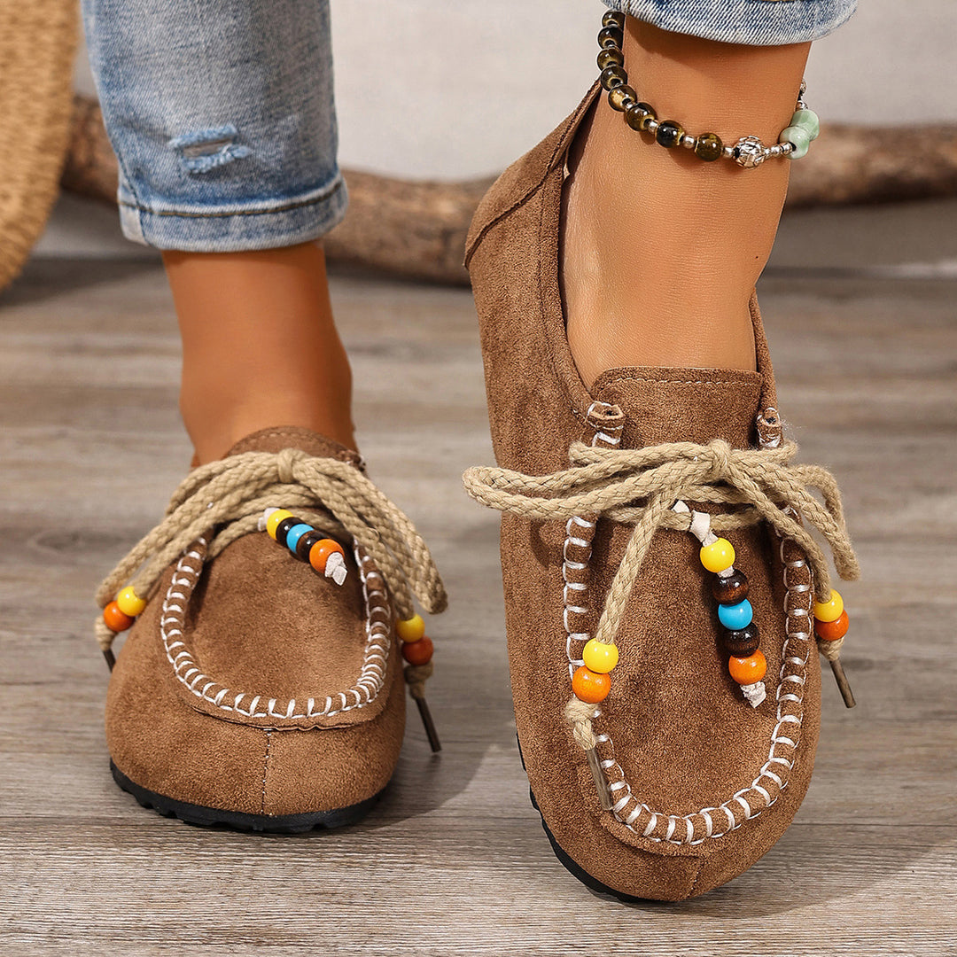 Boho Suede Slip-On Loafers for Women