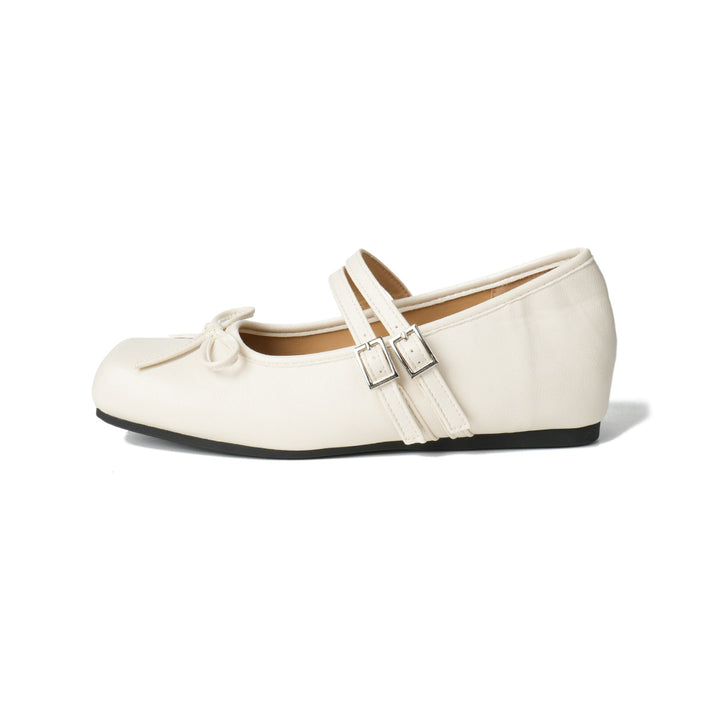 French Bow Hidden Wedge Mary Jane Flats