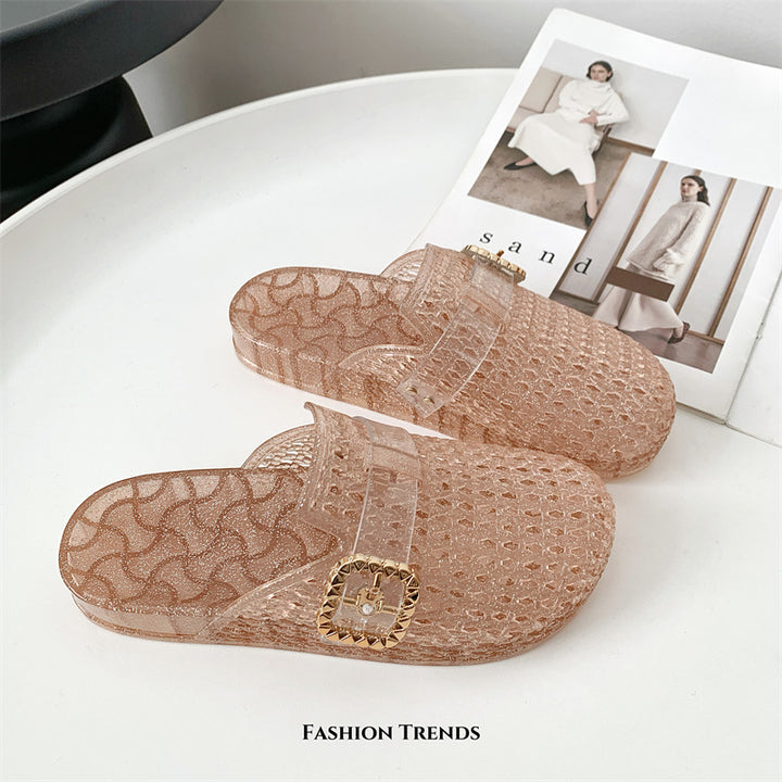 Transparent Closed Toe Mule Sandals
