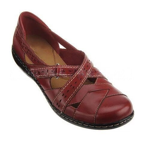 Leather Cutout Comfort Flats