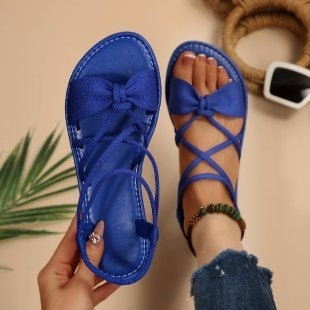 Bow Strappy Lace-Up Sandals