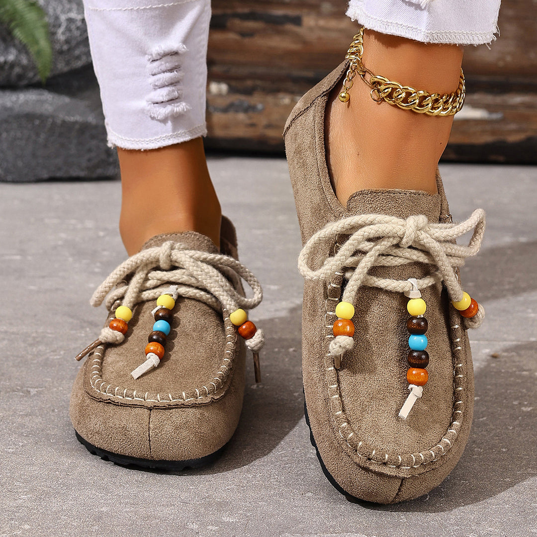 Boho Suede Slip-On Loafers for Women