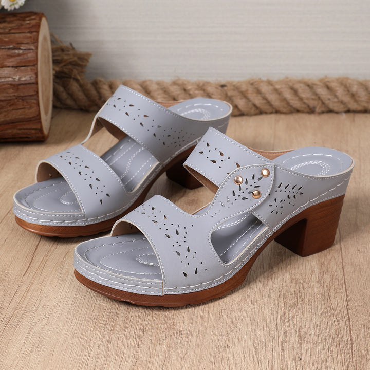 Cut-Out Block Heel Mule Sandals
