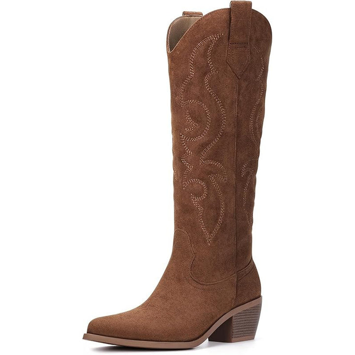 Embroidered Knee High Cowboy Boots for Women