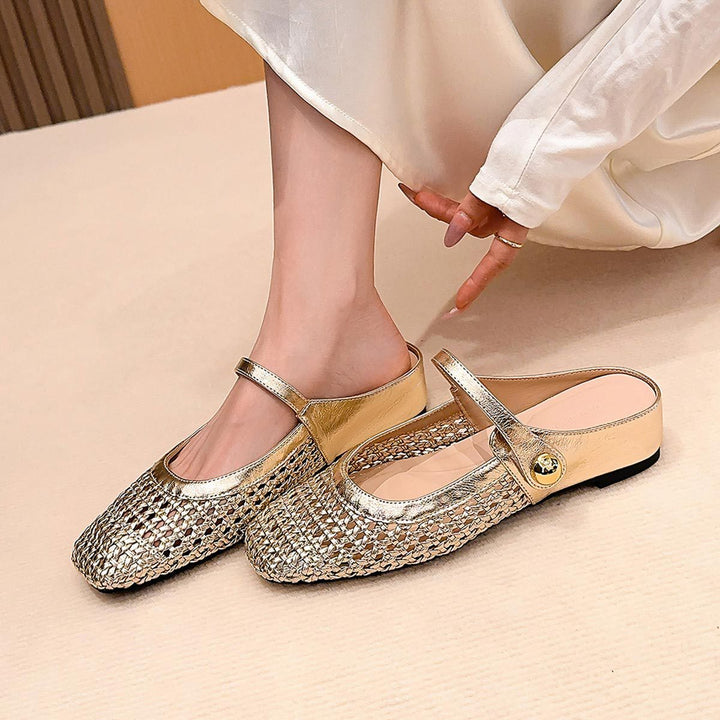 Woven Cut-Out Slingback Flats