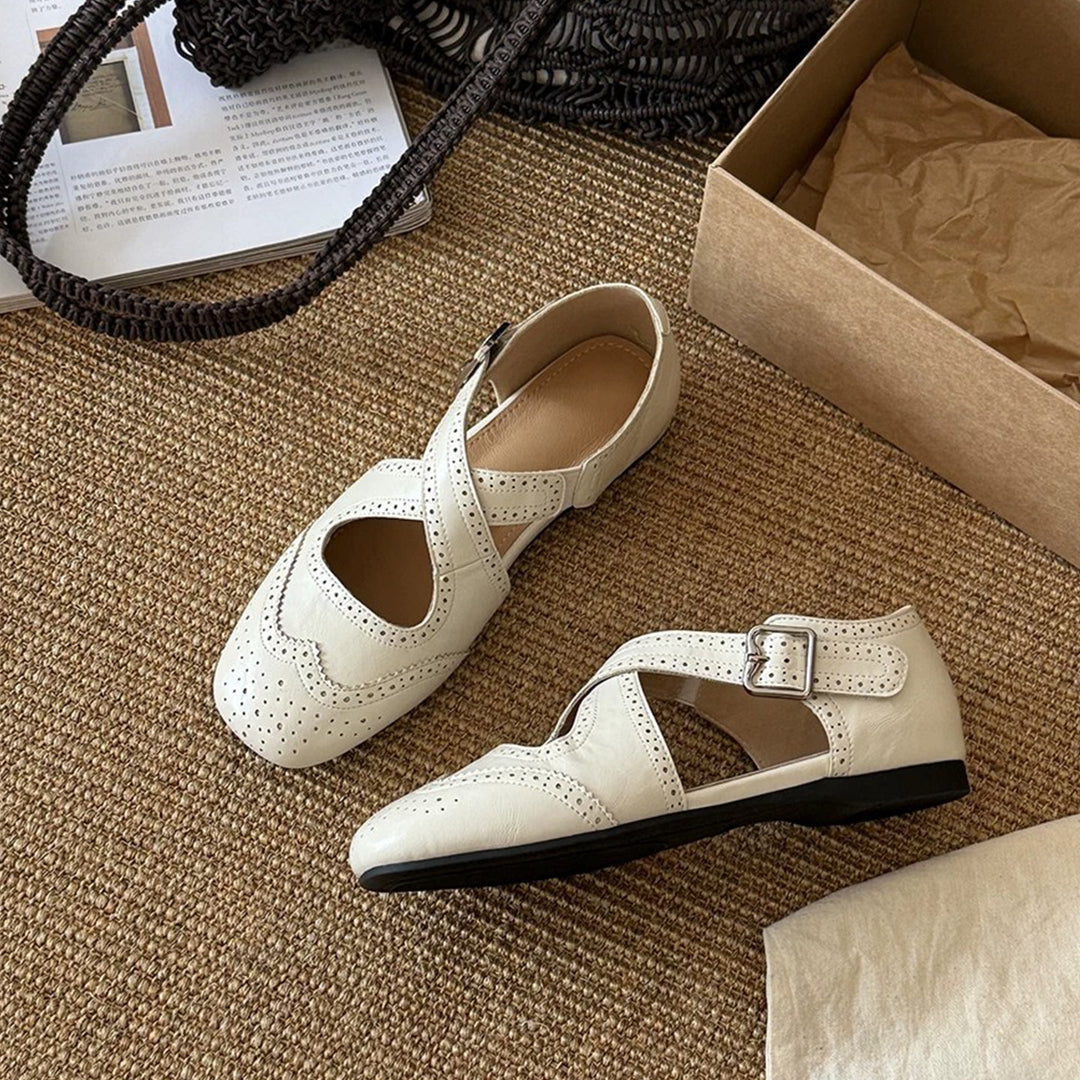 French Square Toe Hidden Wedge Mary Jane Shoes