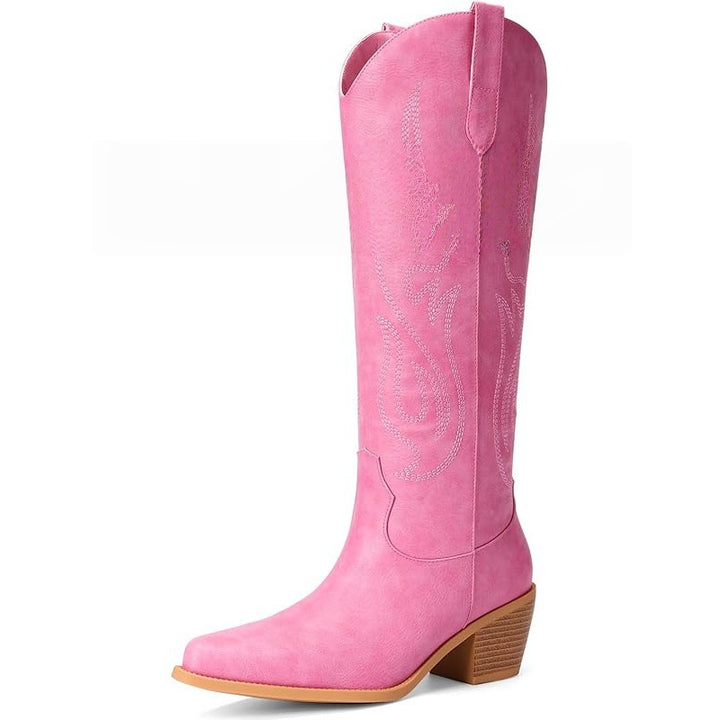 Embroidered Knee High Cowboy Boots for Women