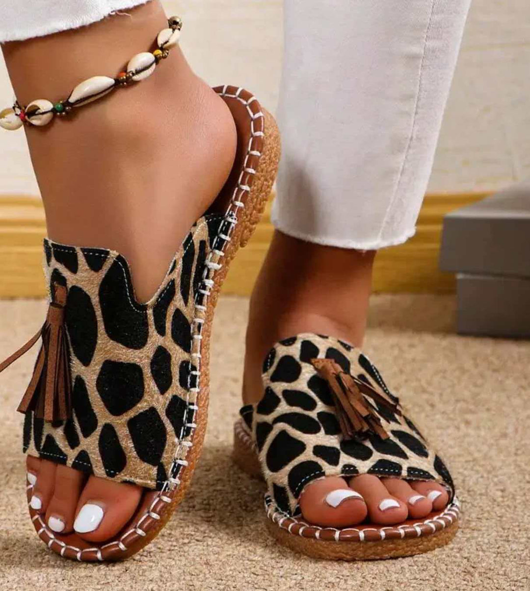 Boho Tassel Slide Sandals