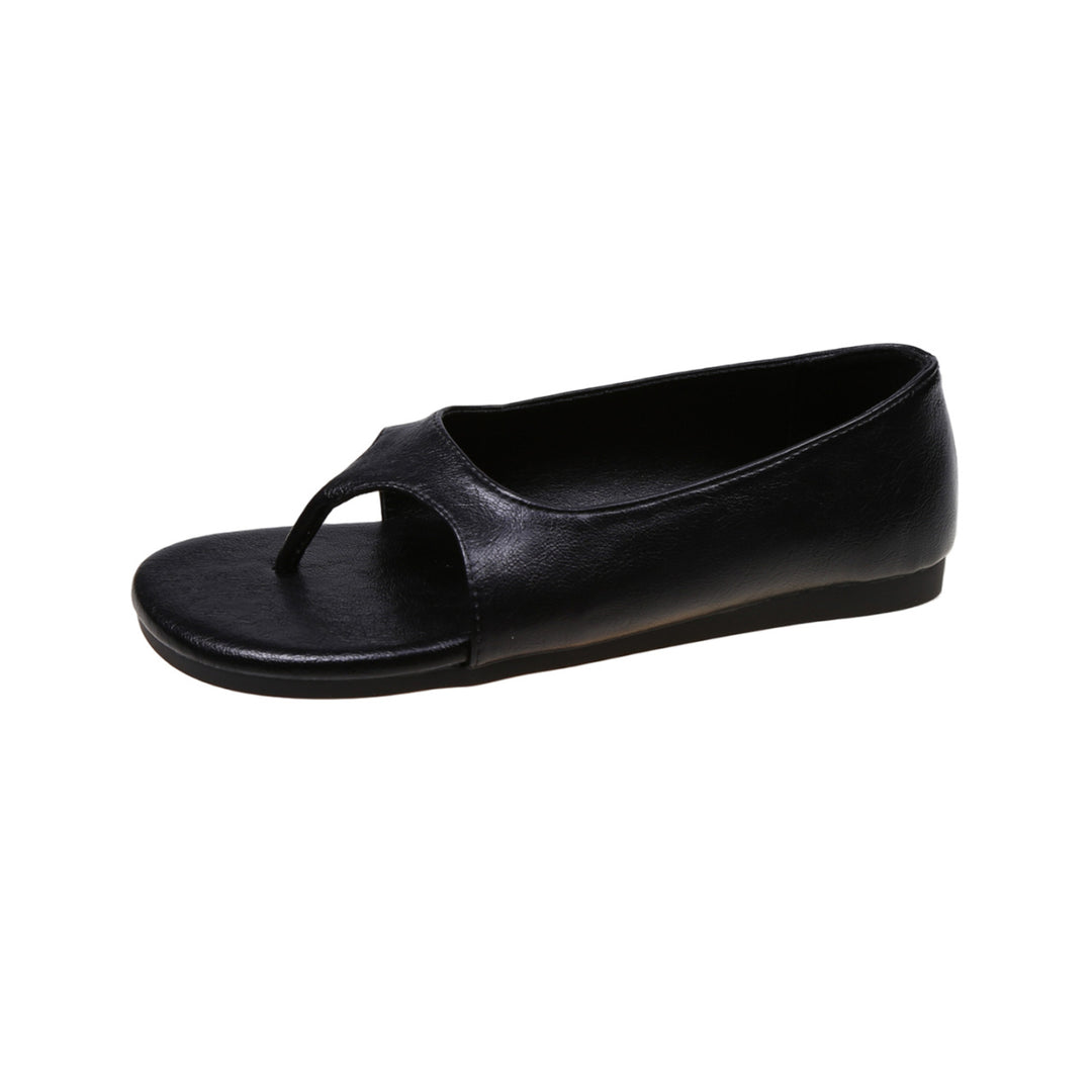 Minimalist Leather Toe Loop Flat Sandals