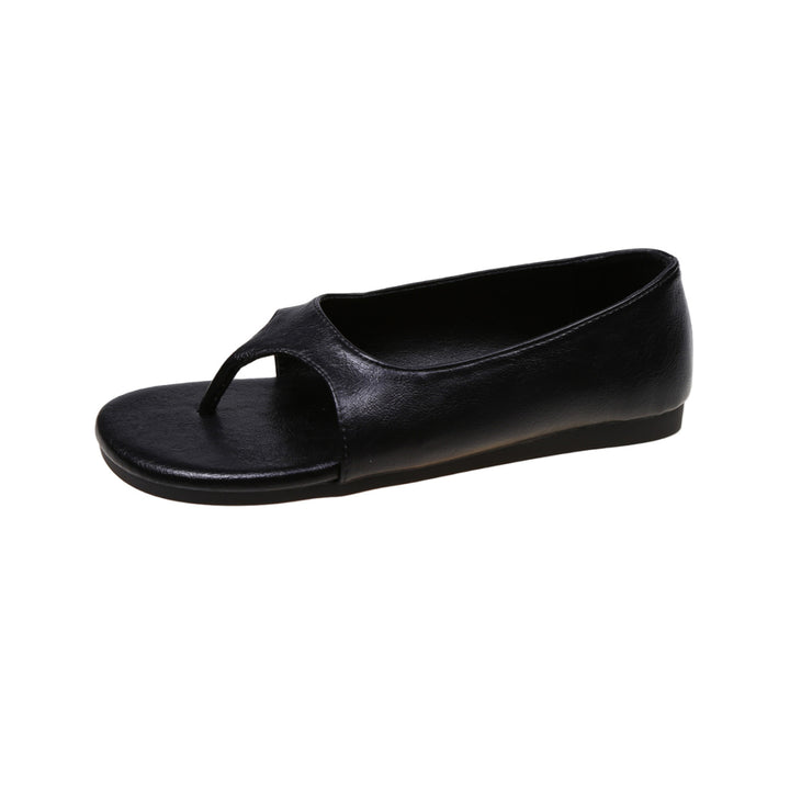 Minimalist Leather Toe Loop Flat Sandals