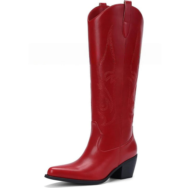 Embroidered Knee High Cowboy Boots for Women