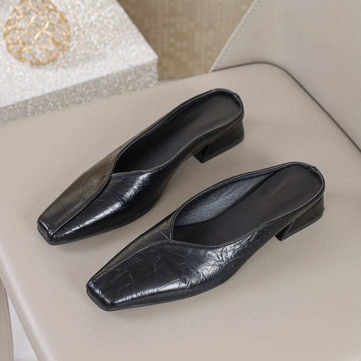 Square Toe Closed Toe Mule Sandals