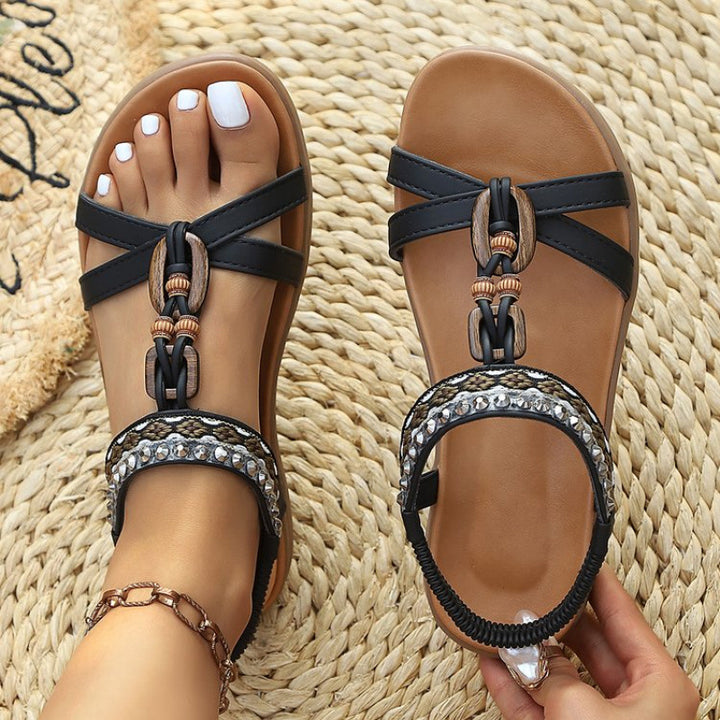Rhinestone Flat Slide Sandals for Women