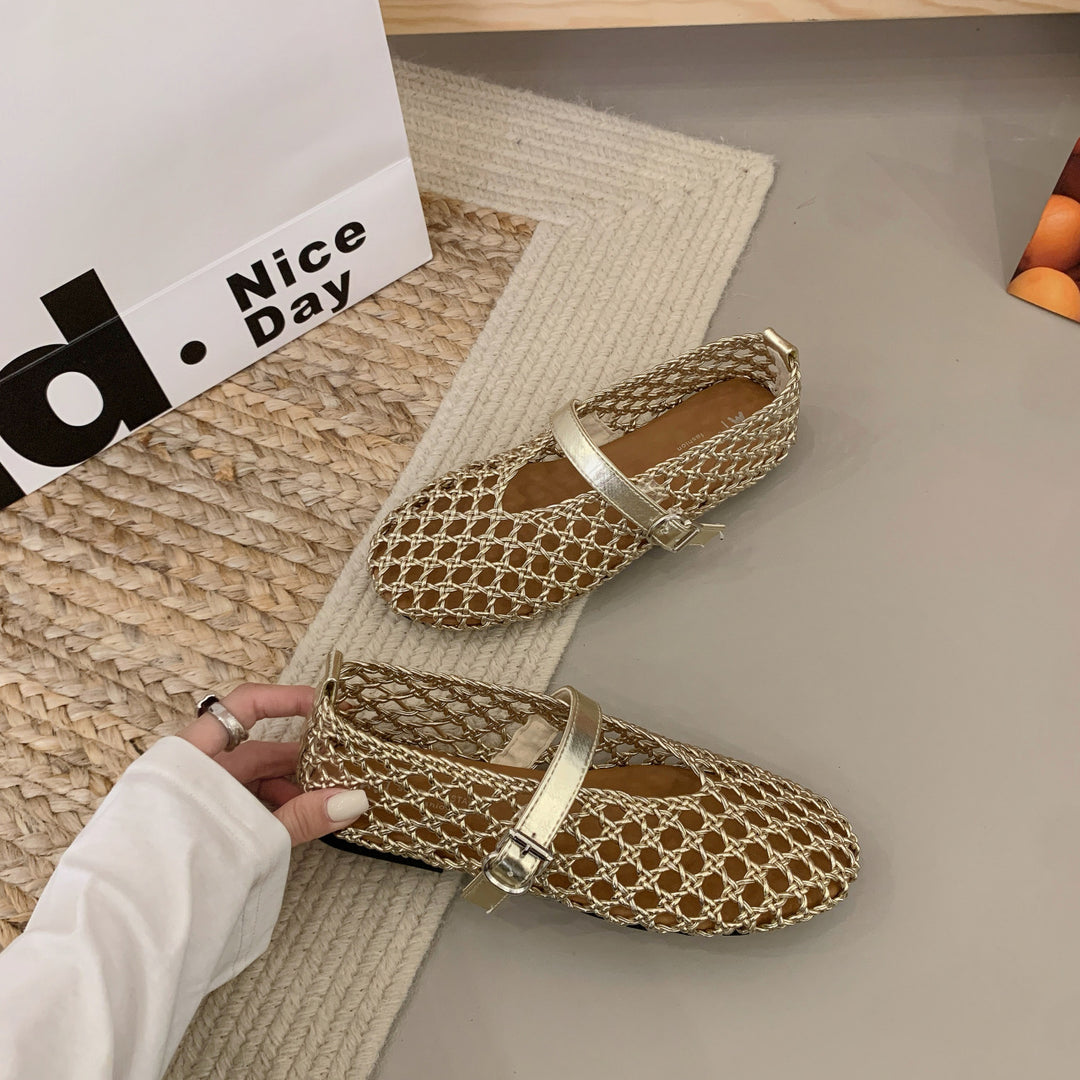 Woven Mesh Mary Jane Flats