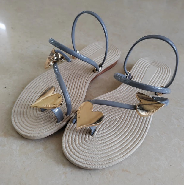 Heart Accent Toe Loop Sandals