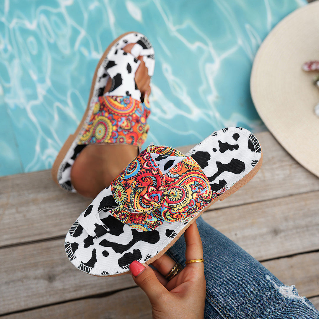 Retro Polka Dot Bow Sandals