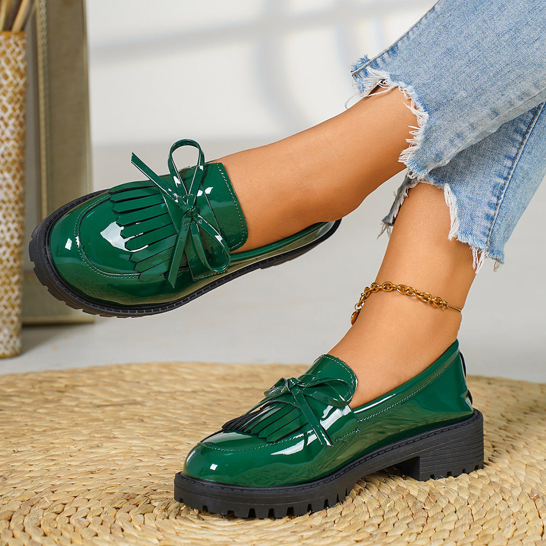 Patent Leather Bow Mary Jane Loafers