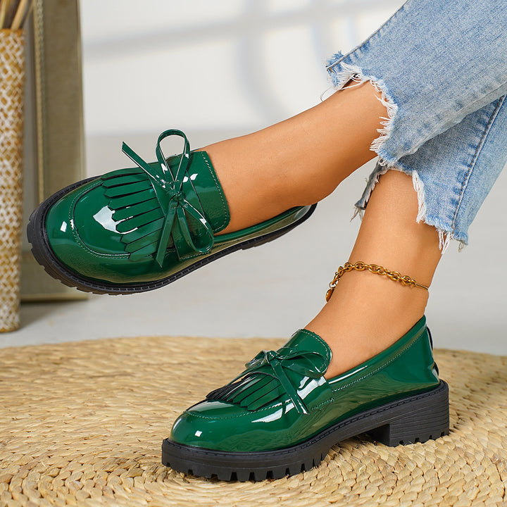 Patent Leather Bow Mary Jane Loafers
