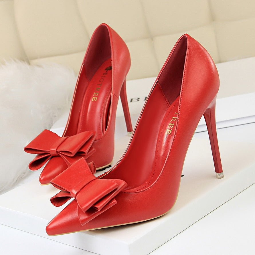 Bow Pointed-Toe Stiletto Pumps