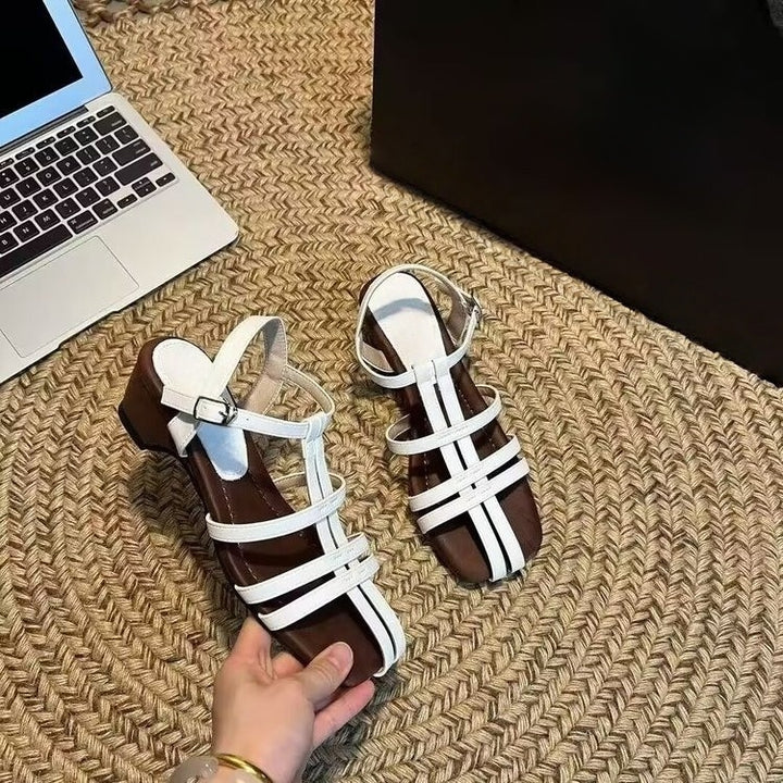 French Square Toe Slingback Sandals