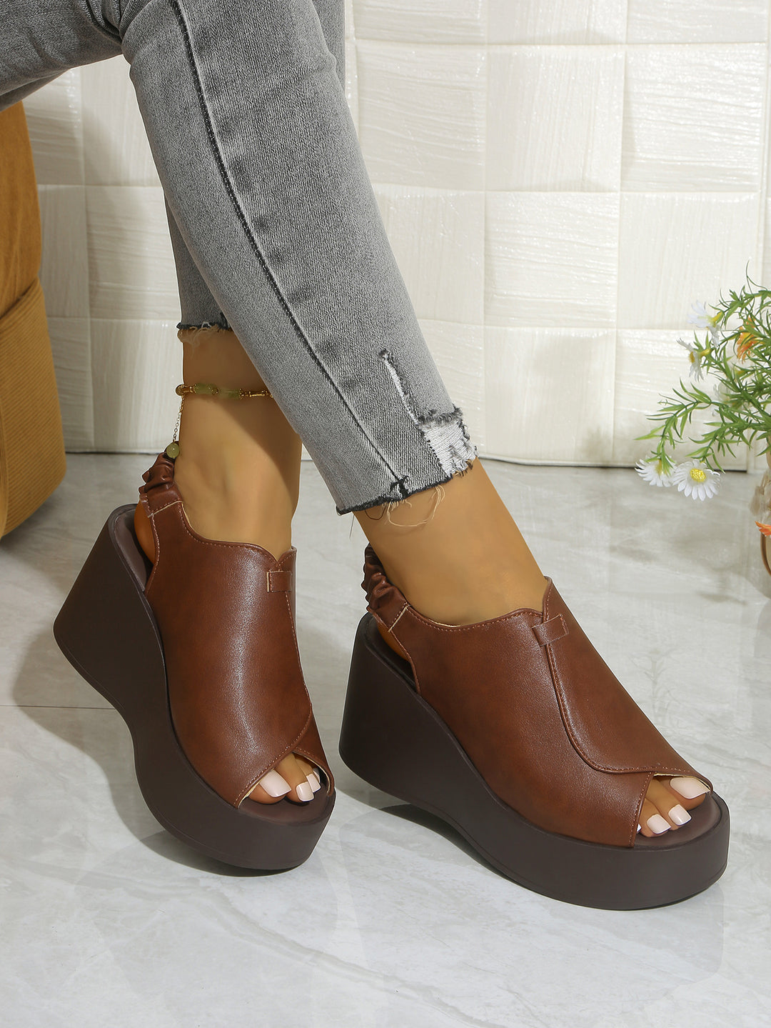 Platform Wedge Roman Peep Toe Sandals