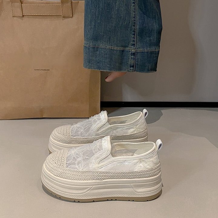 Lace Platform Slip-On Sneakers