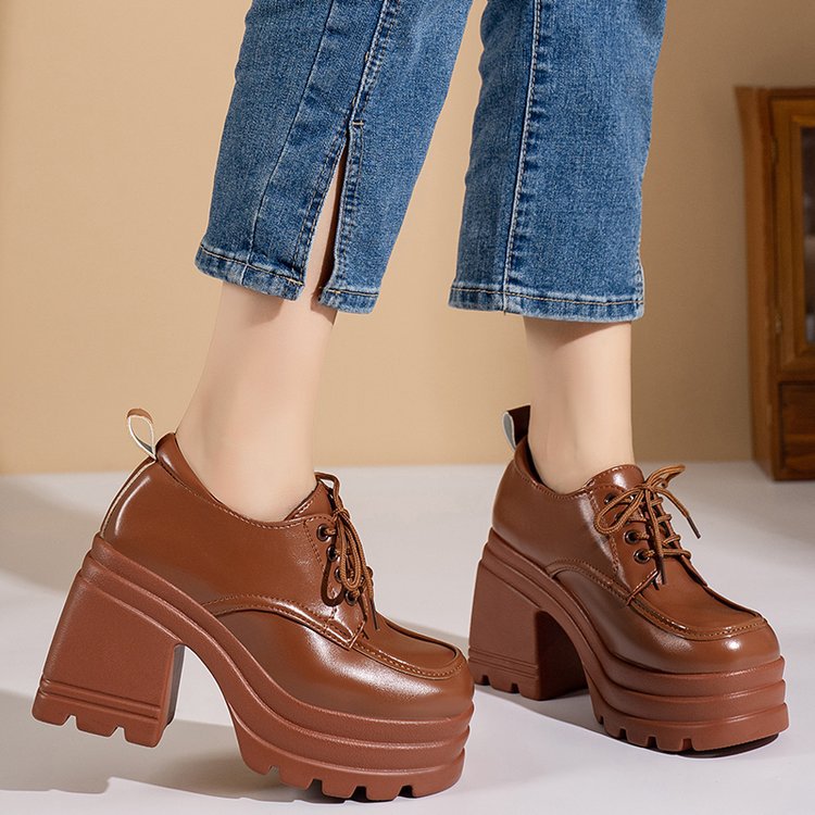 Chunky Platform Lace-Up Pumps