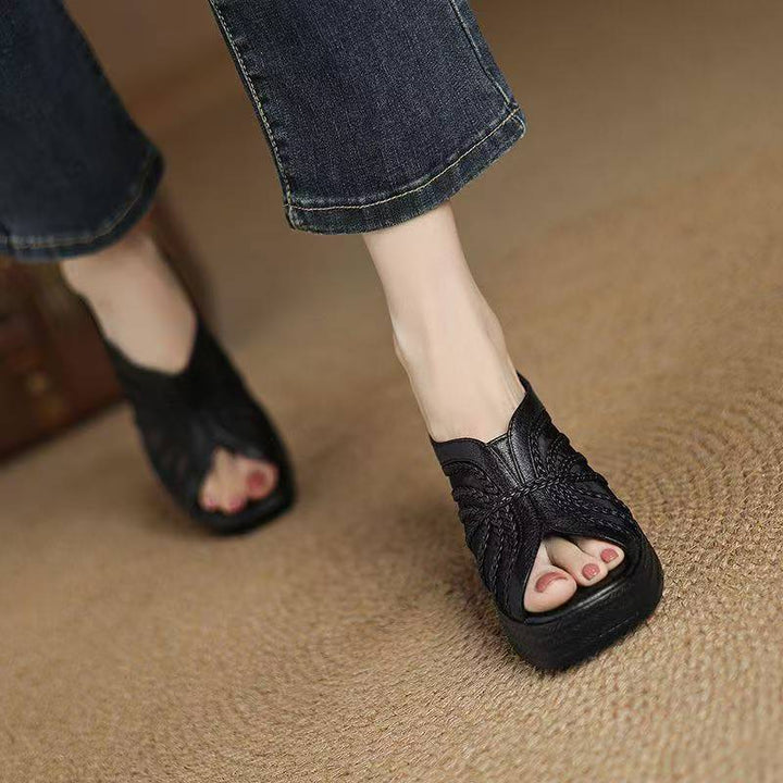 Espadrille Platform Wedge Slide Sandals