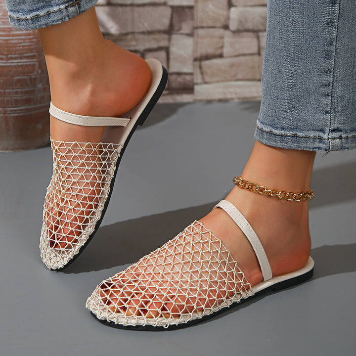 Mesh Closed-Toe Slide Sandals