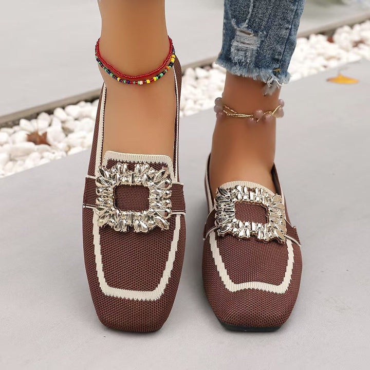 Rhinestone Knit Slip-On Ballet Flats