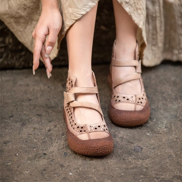 Vintage Leather Cut-Out Flats