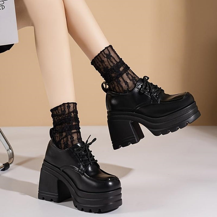 Chunky Platform Lace-Up Pumps