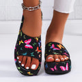 Round-Toe Platform Slide Sandals