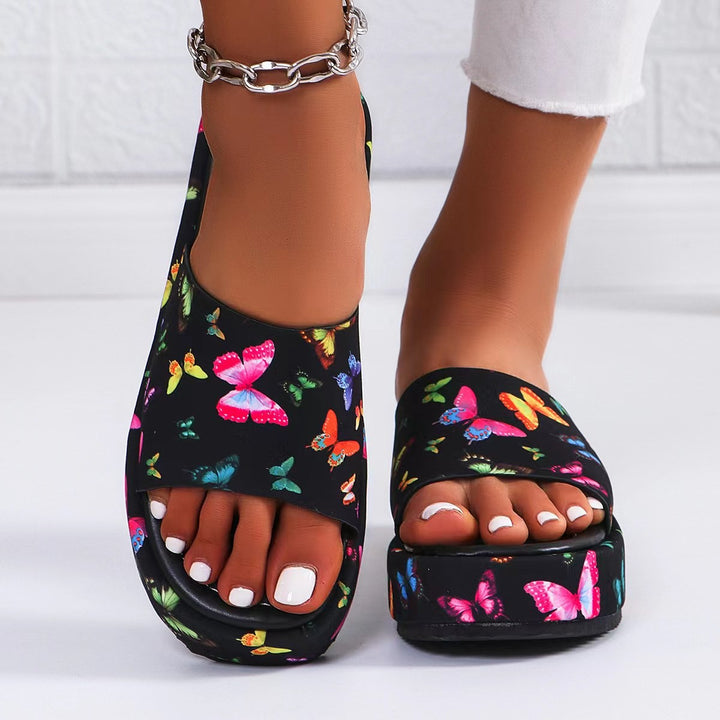 Round-Toe Platform Slide Sandals