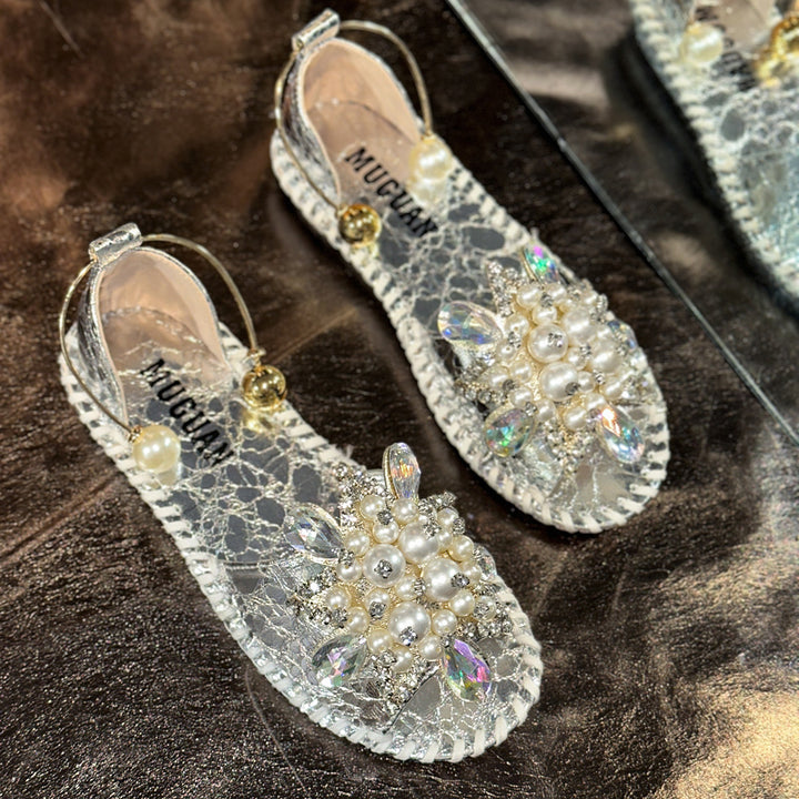 Pearl Flower Slide Sandals