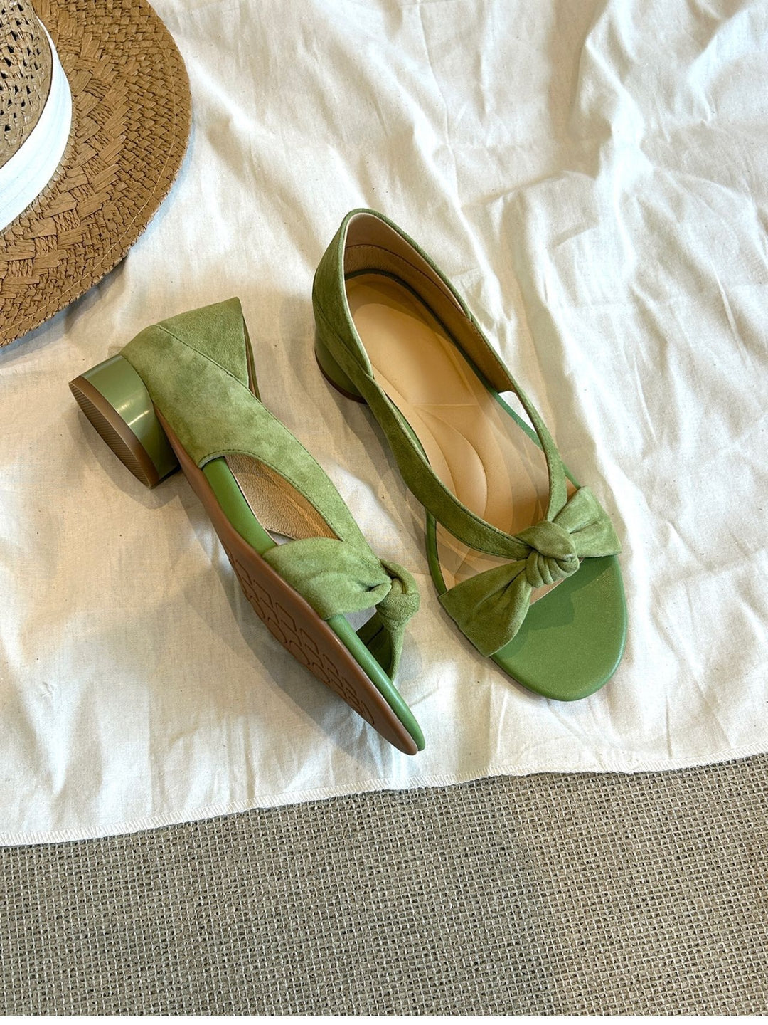 Bow Detail Low Wedge Sandals