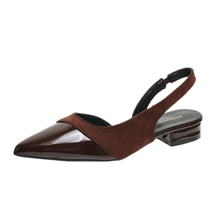 French Two-Tone Pointed Toe Slingback Pumps