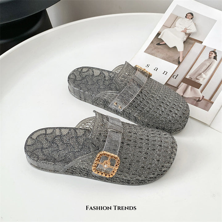 Transparent Closed Toe Mule Sandals